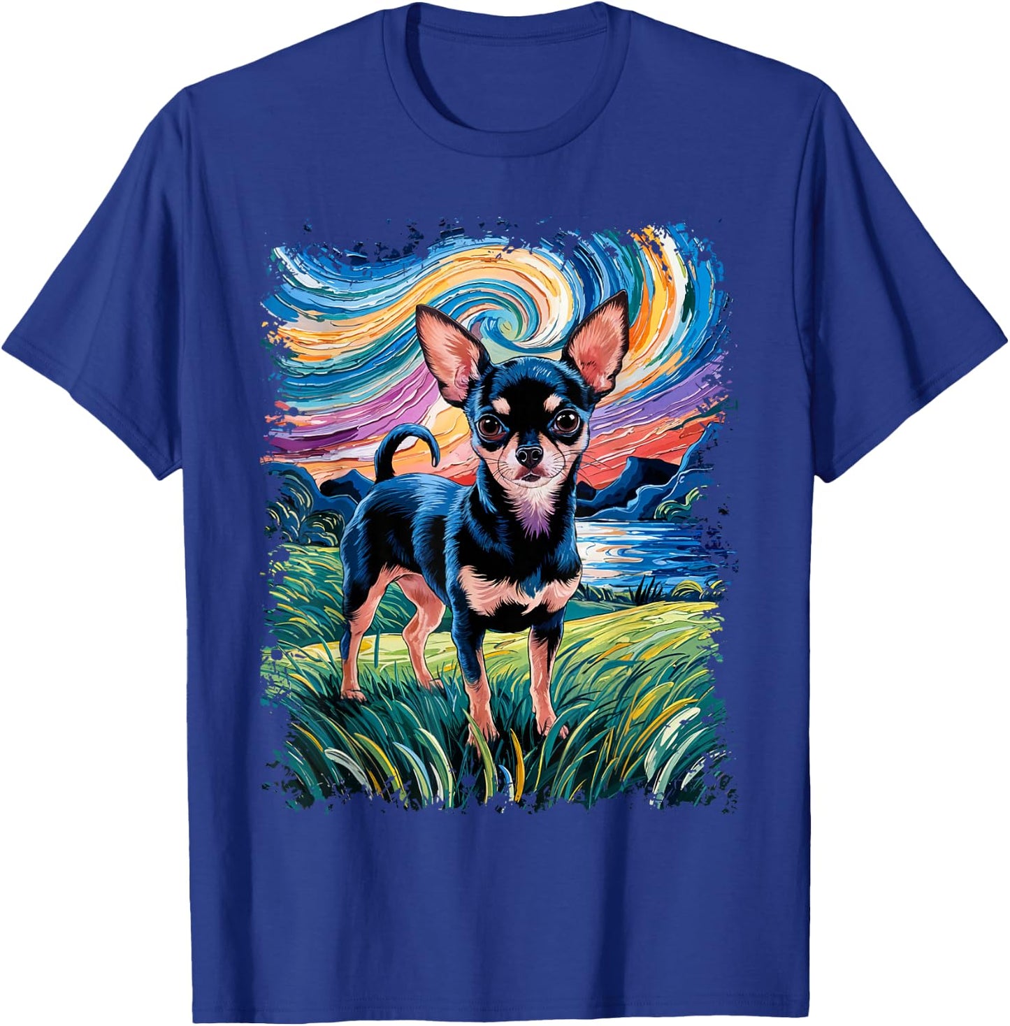 Black and Tan Smooth Chihuahua Starry Night Dog T-Shirt - T-Shirt | Royal