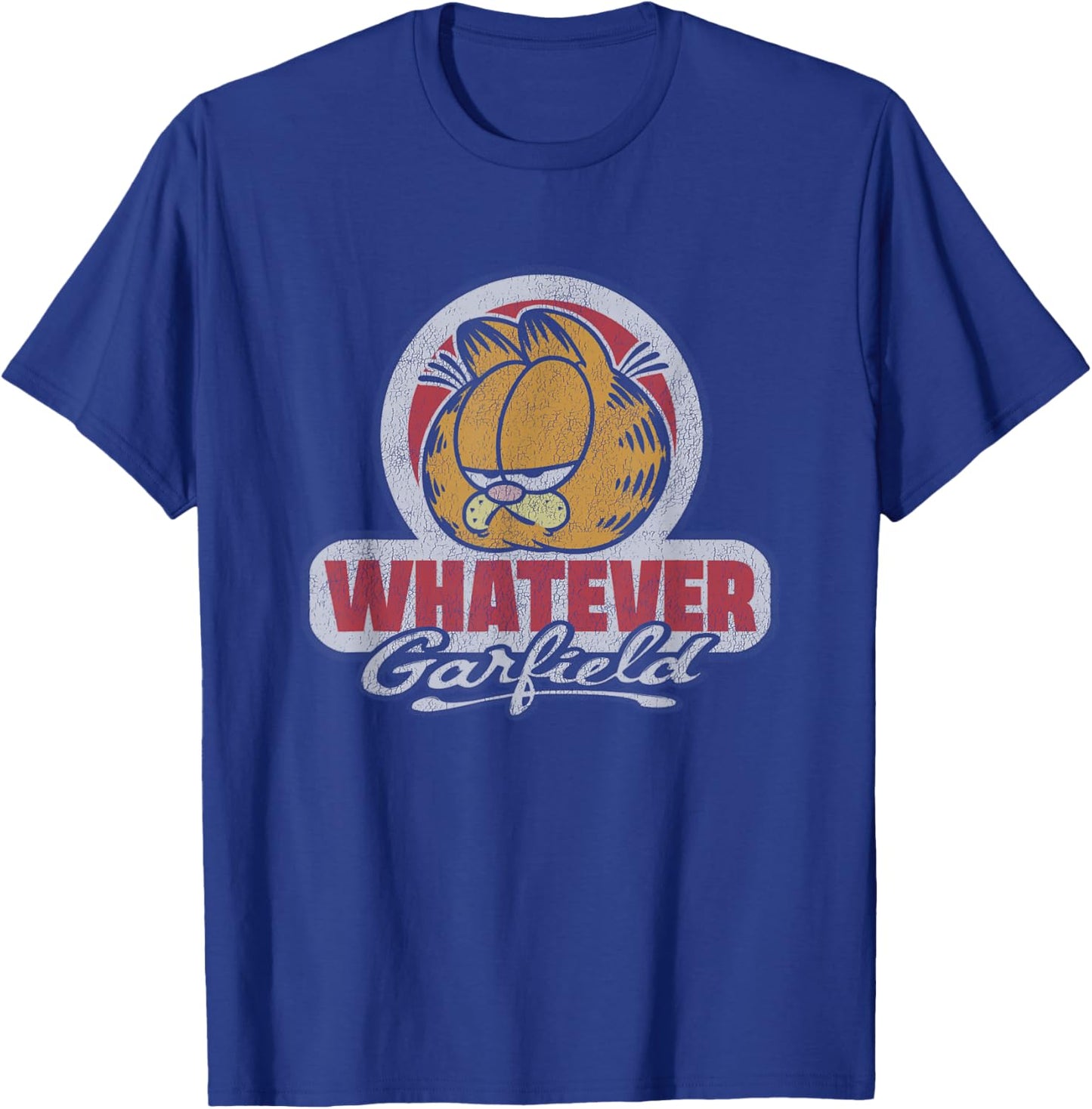 Garfield Whatever Vintage Distressed Lock Up T-Shirt - T-Shirt | Royal