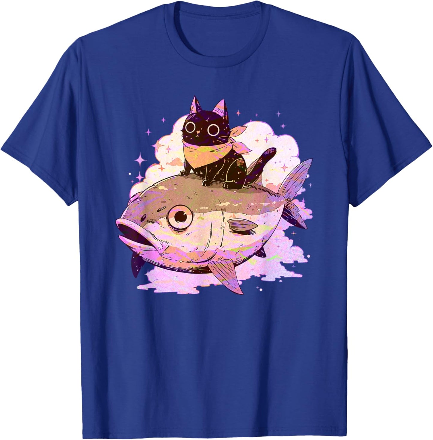 Funny Pink Pastel Goth Aesthetic Tuna Fish Neko Kawaii Cat Men Women Girls Kids T-Shirt - T-Shirt | Royal