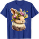 Easter Bunny Rabbit Women - Happy Bunny Flower Graphic Girls T-Shirt - T-Shirt | Royal