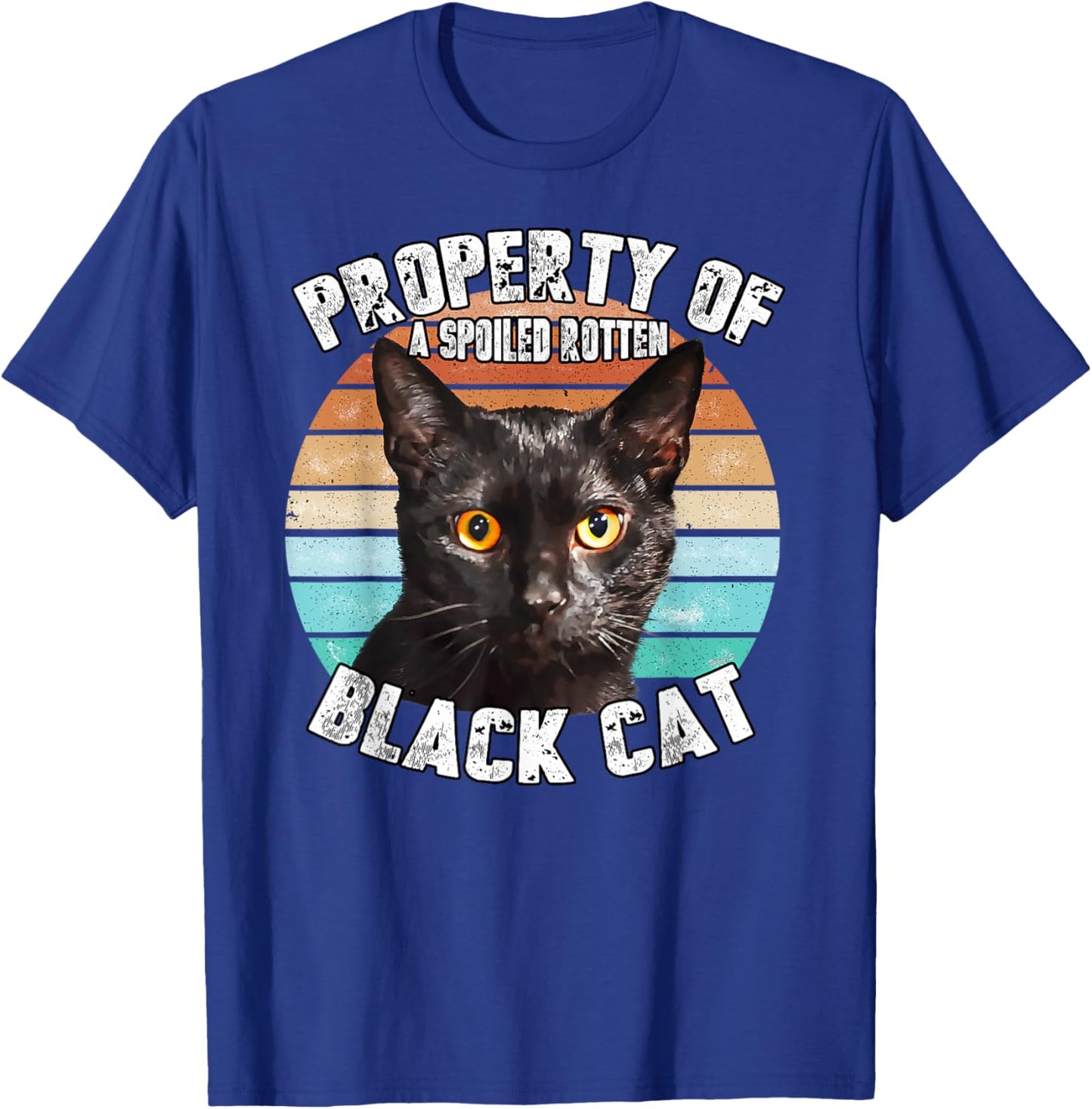 Cat Black Vintage Eighties Style Cat Retro Property Gift Women Girls Kids T-Shirt - T-Shirt | Royal