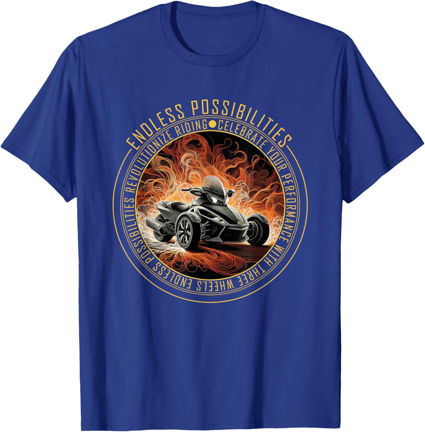 Triker Motorcycle Three-Wheel T-Shirt - T-Shirt | Royal