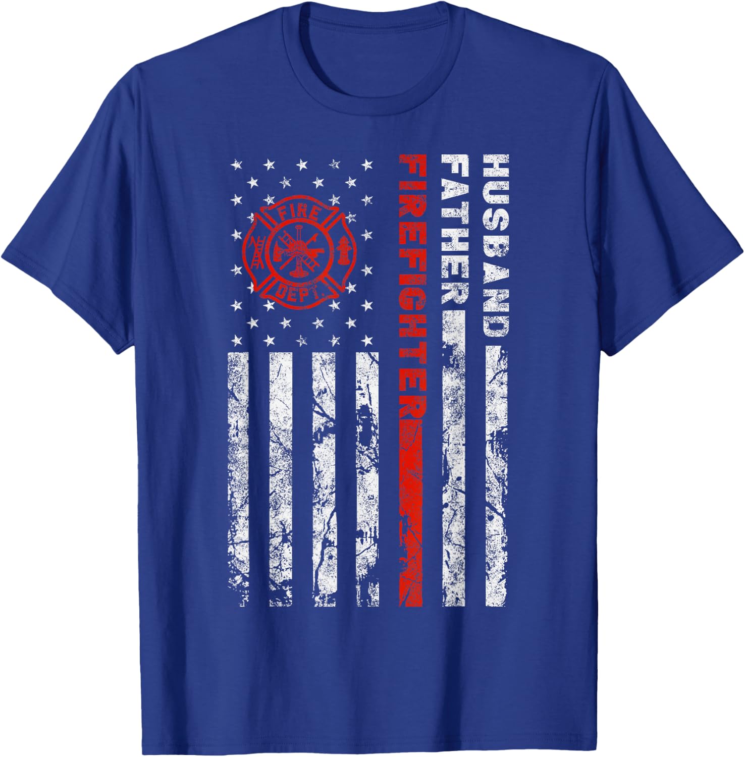 Firefighter Husband Father Fireman for Dad T-Shirt - T-Shirt | Royal