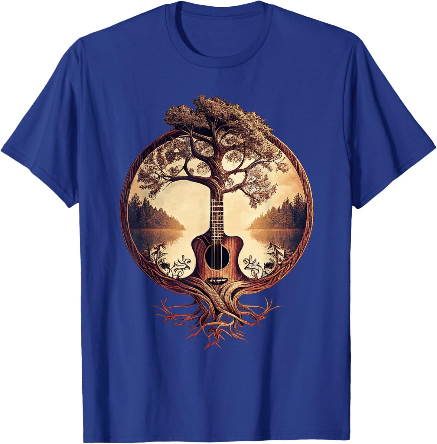 Acoustic Guitar Tree by The Lake Guitarist Small T-Shirt - T-Shirt | Royal