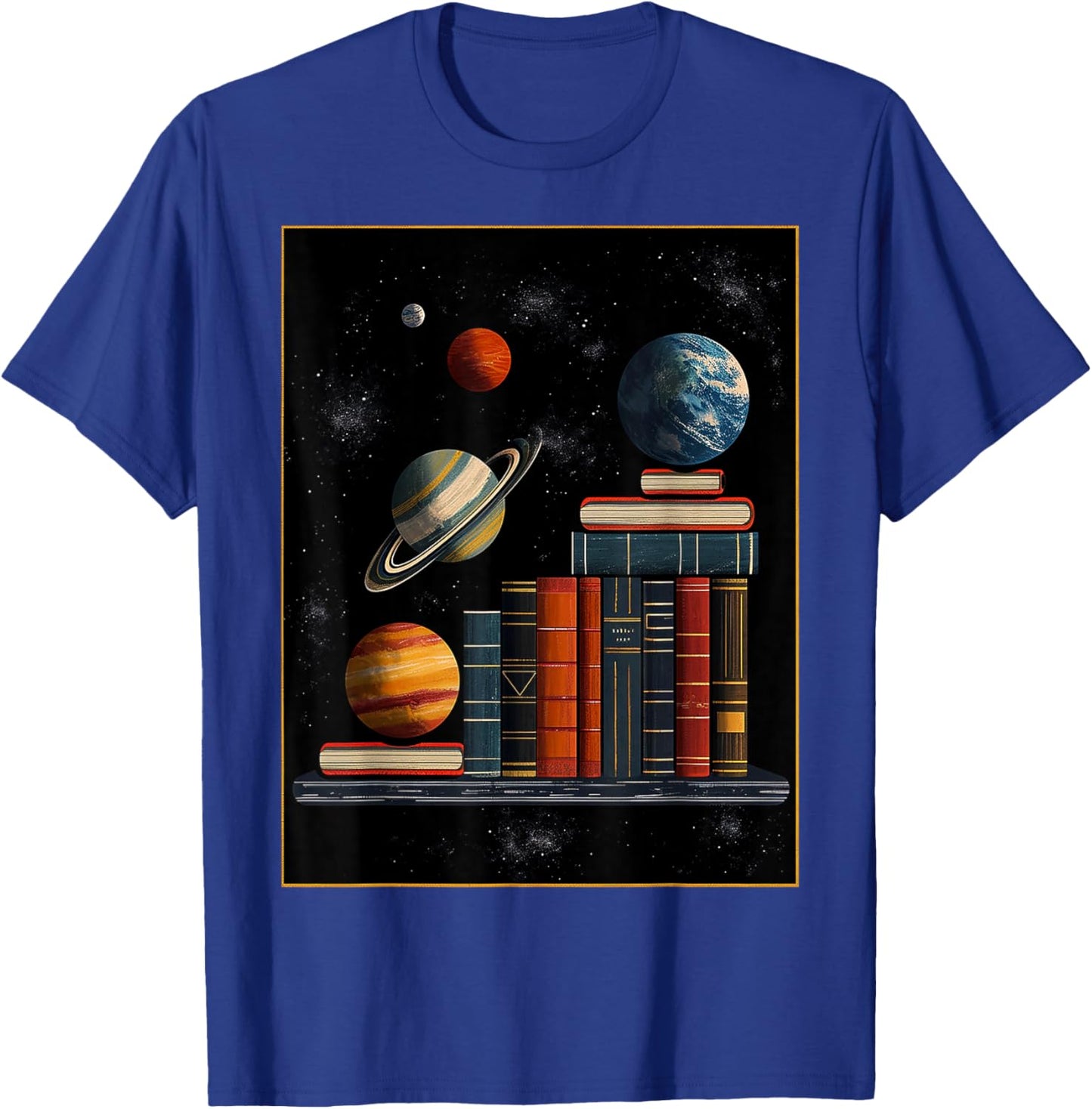 Book Planets Illustration Graphic Fantasy Art T-Shirt - T-Shirt | Royal