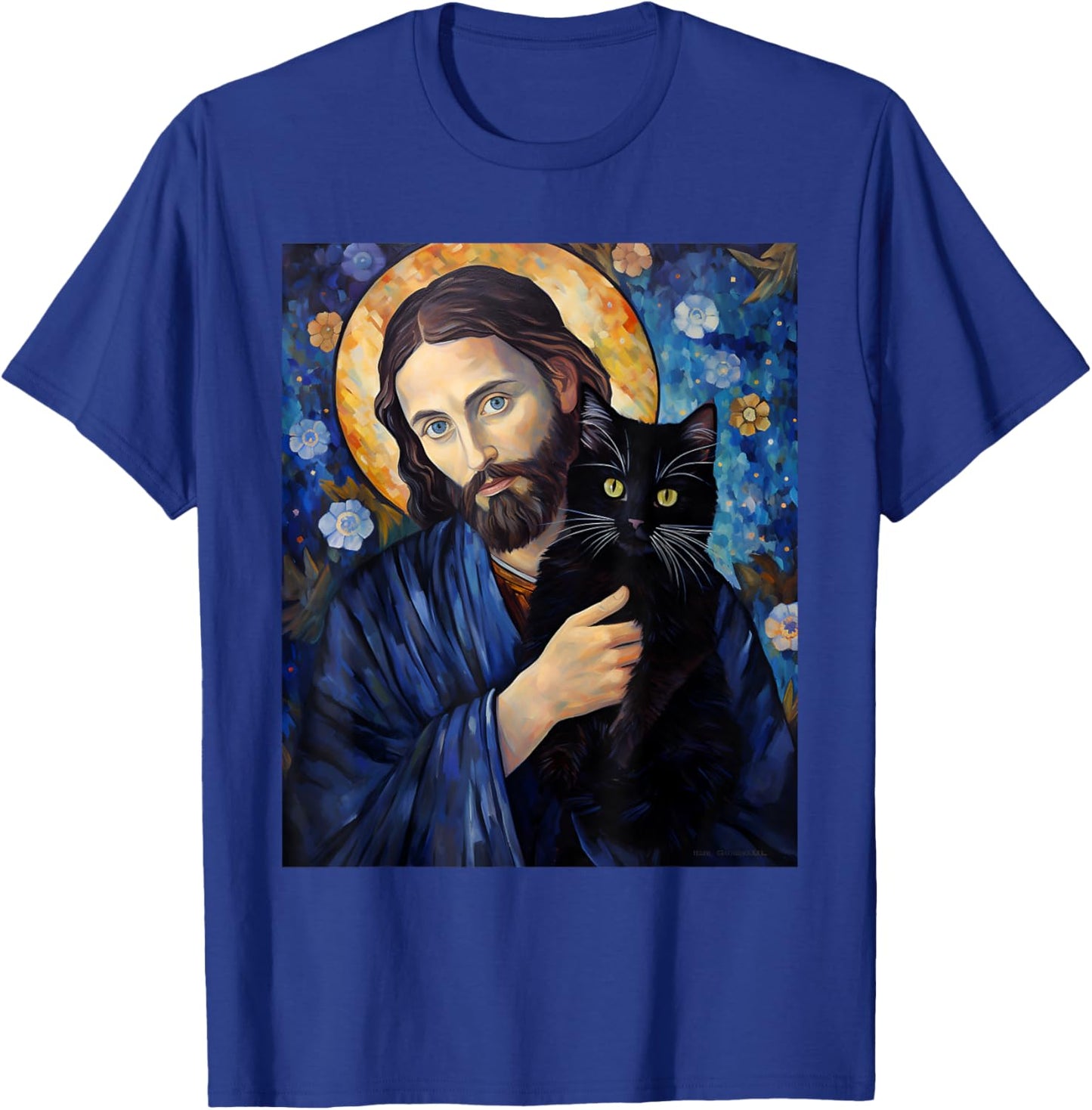 Black Cat Jesus Shirts Funny Christian T-Shirt - T-Shirt | Royal