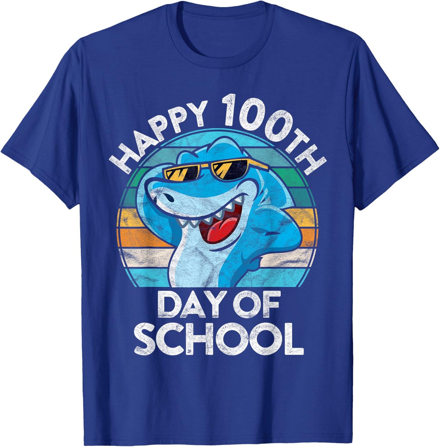 Happy 100th Day of School Gift Shark Lover Student Teacher Men Women Kids T-Shirt - T-Shirt | Royal