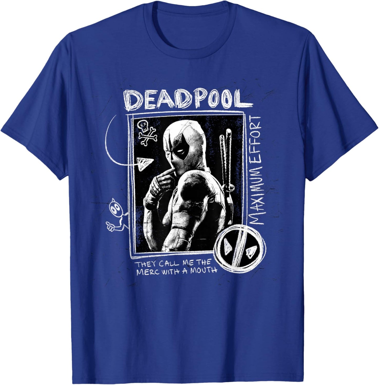 Marvel Studios Deadpool & Wolverine Maximum Effort Chalk Art T-Shirt - T-Shirt | Royal