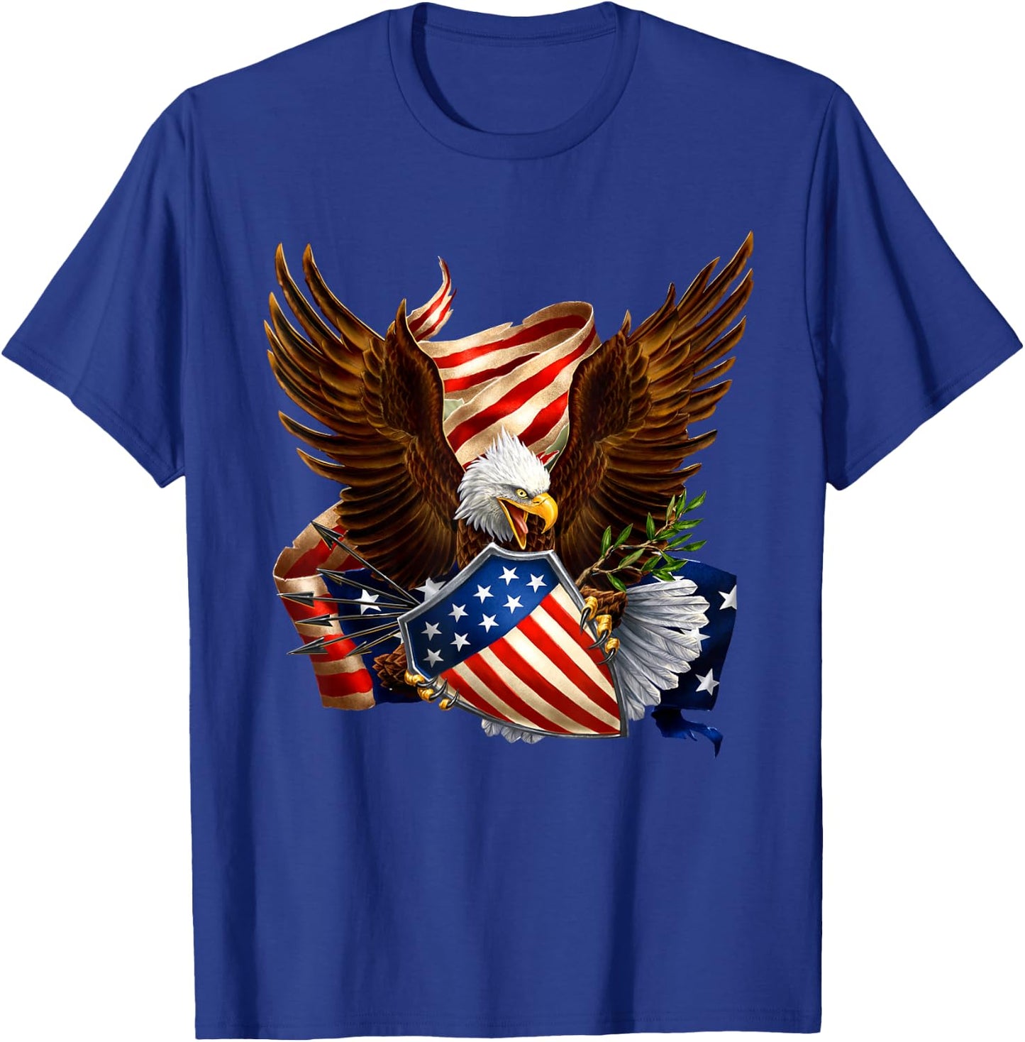 Patriotic Eagle Shield Arrows American Flag 4th of July T-Shirt - T-Shirt | Royal