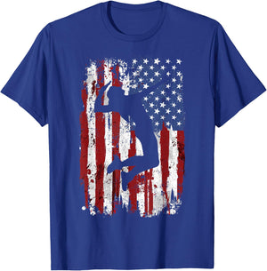 Volleyball Vintage American Flag T-Shirt - T-Shirt | Royal