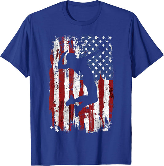 Volleyball Vintage American Flag T-Shirt - T-Shirt | Royal