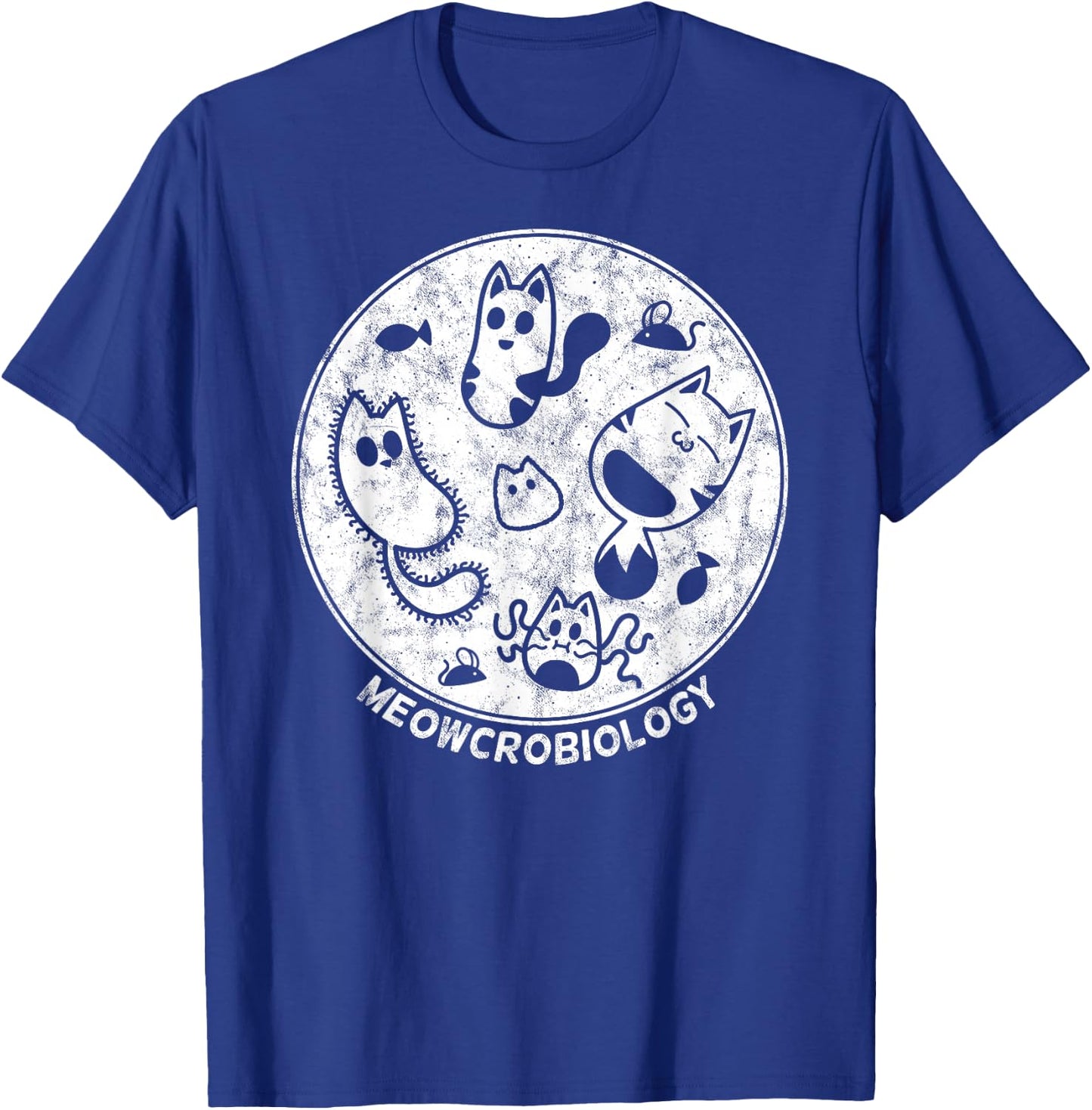 Cute Cat Distressed Bacteria Microbiology Science Lab Small T-Shirt - T-Shirt | Royal