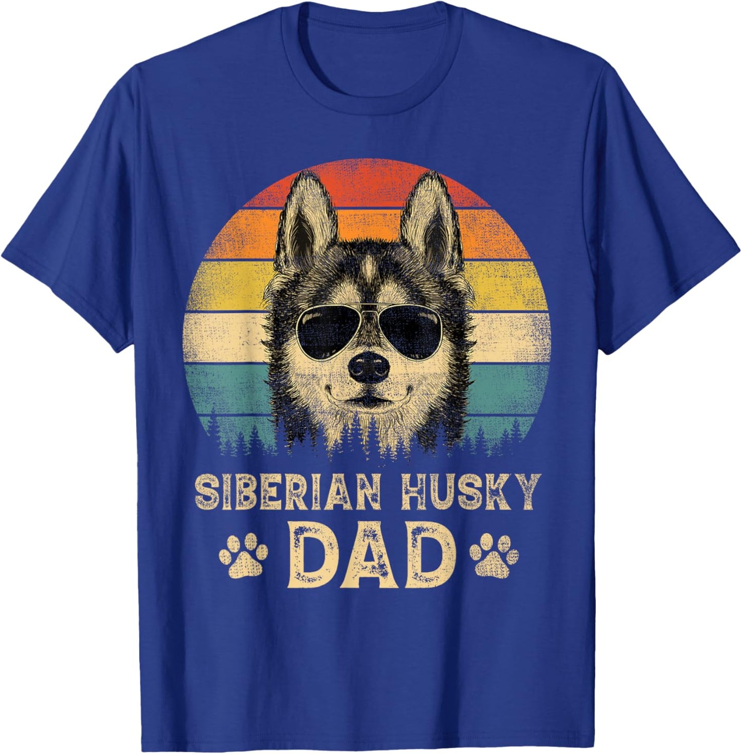 Vintage Siberian Husky Dad Dog Lovers Father's Day T-Shirt - T-Shirt | Royal