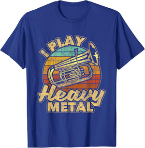 I Play Heavy Metal - Colorful Retro Baritone Marching Band T-Shirt - T-Shirt | Royal
