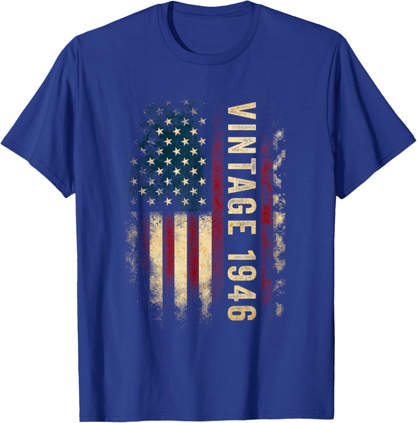 Vintage Made In 1946 American Flag 80th Birthday Gifts Men T-Shirt - T-Shirt | Royal