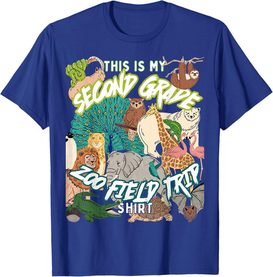 Second Grade Zoo Field Trip Matching Student Teacher Class Men Women Kids T-Shirt - T-Shirt | Royal
