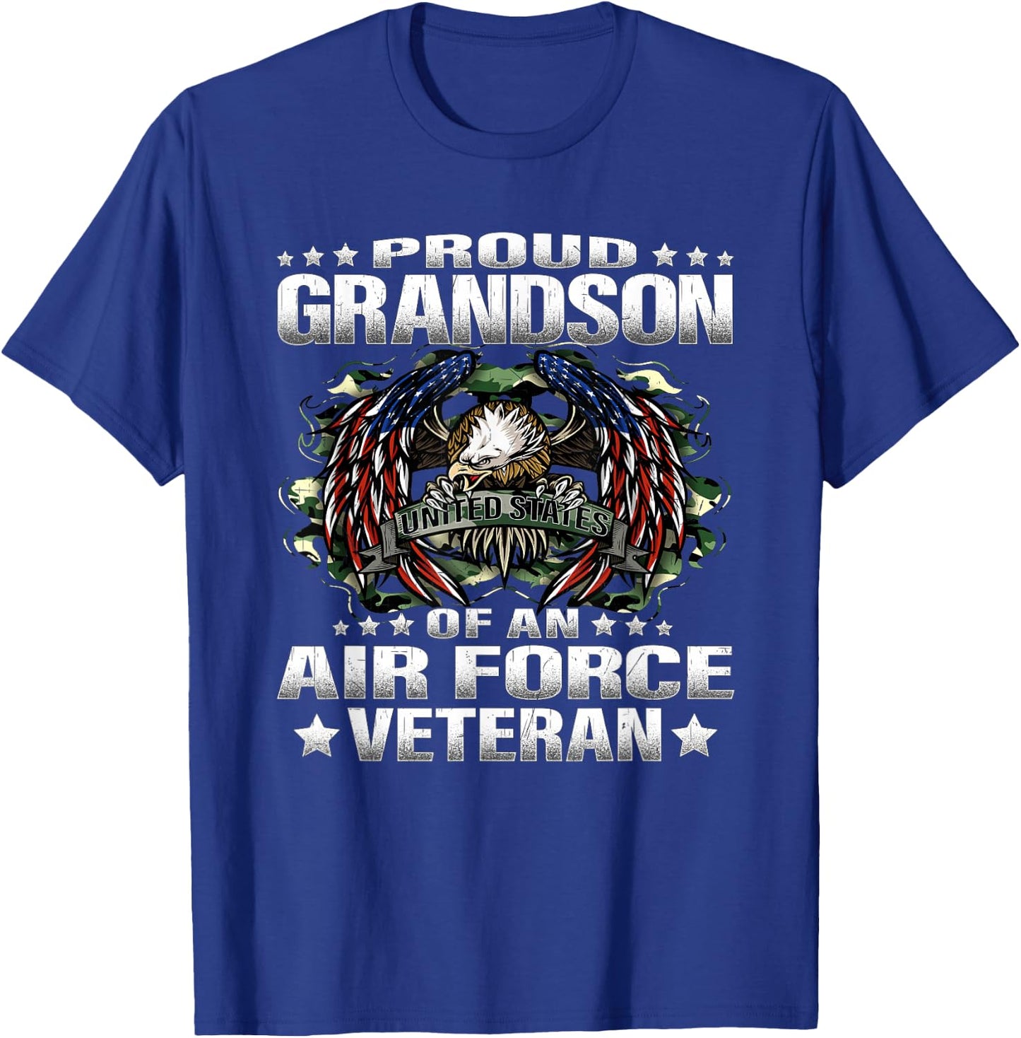 Proud Grandson Of An Air Force Veteran Military Vet's Family T-Shirt - T-Shirt | Royal