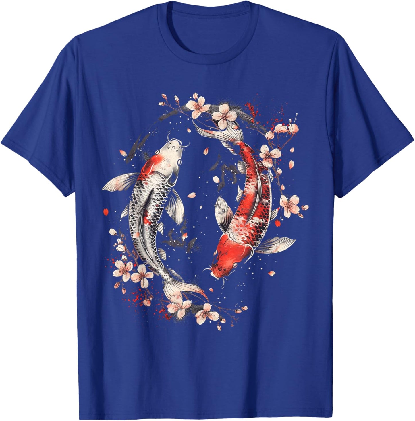 Cherry Blossom Koi Carp Fish Japanese Sakura Graphic Art T-Shirt - T-Shirt | Royal