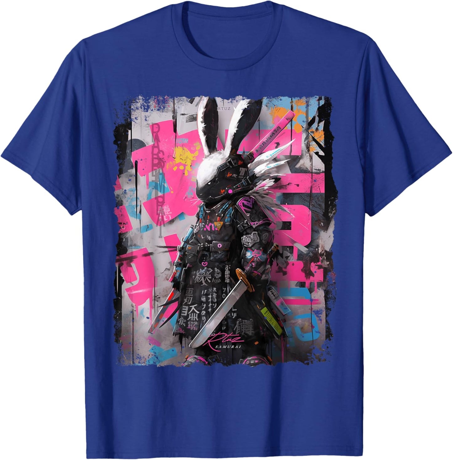 Hip Hop Y2K Vintage Hipster Hare Streetwear Bunny Samurai T-Shirt - T-Shirt | Royal