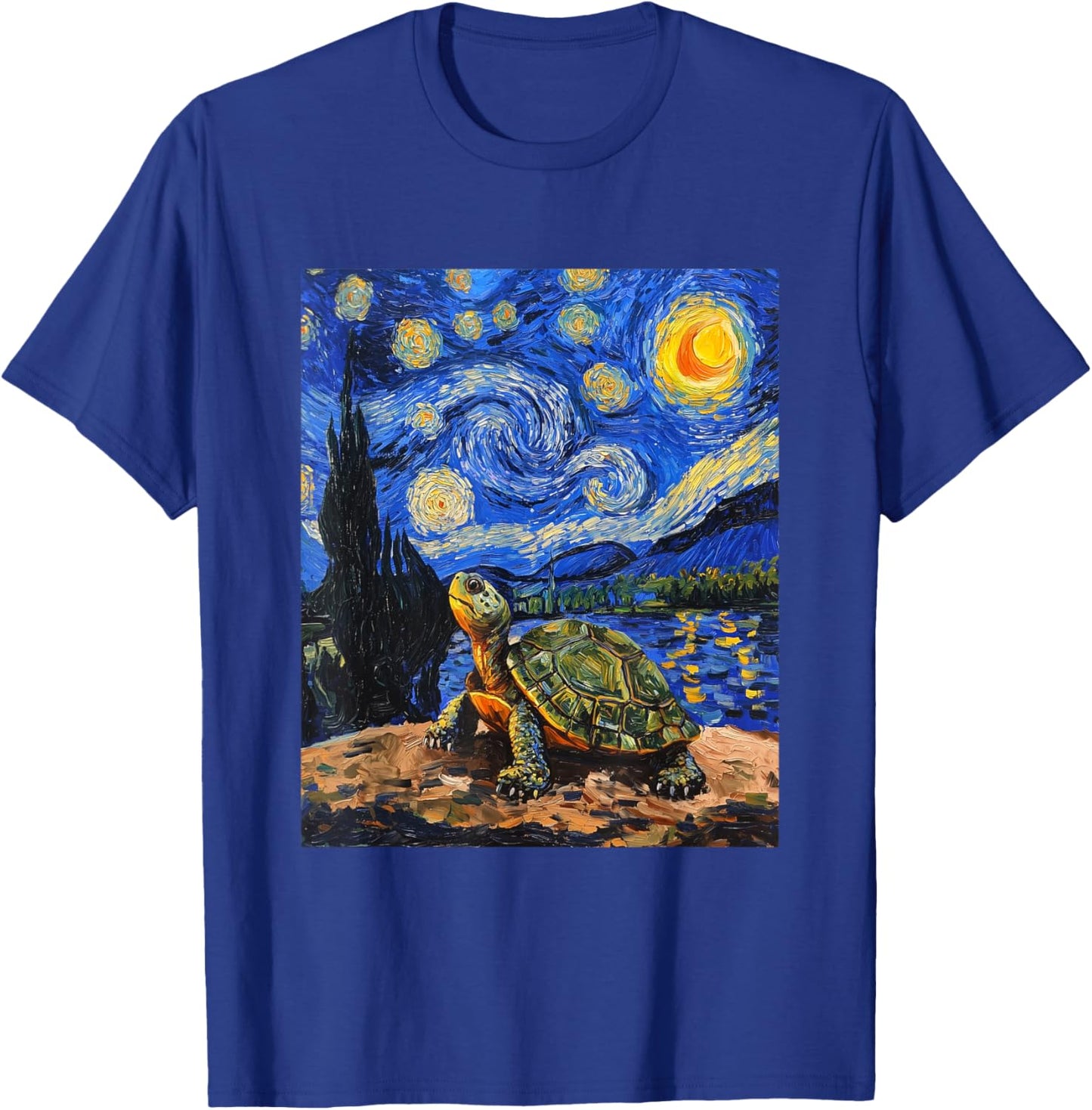Cute Tortoise Turtle - Van Gogh Style - Starry Night T-Shirt - T-Shirt | Royal