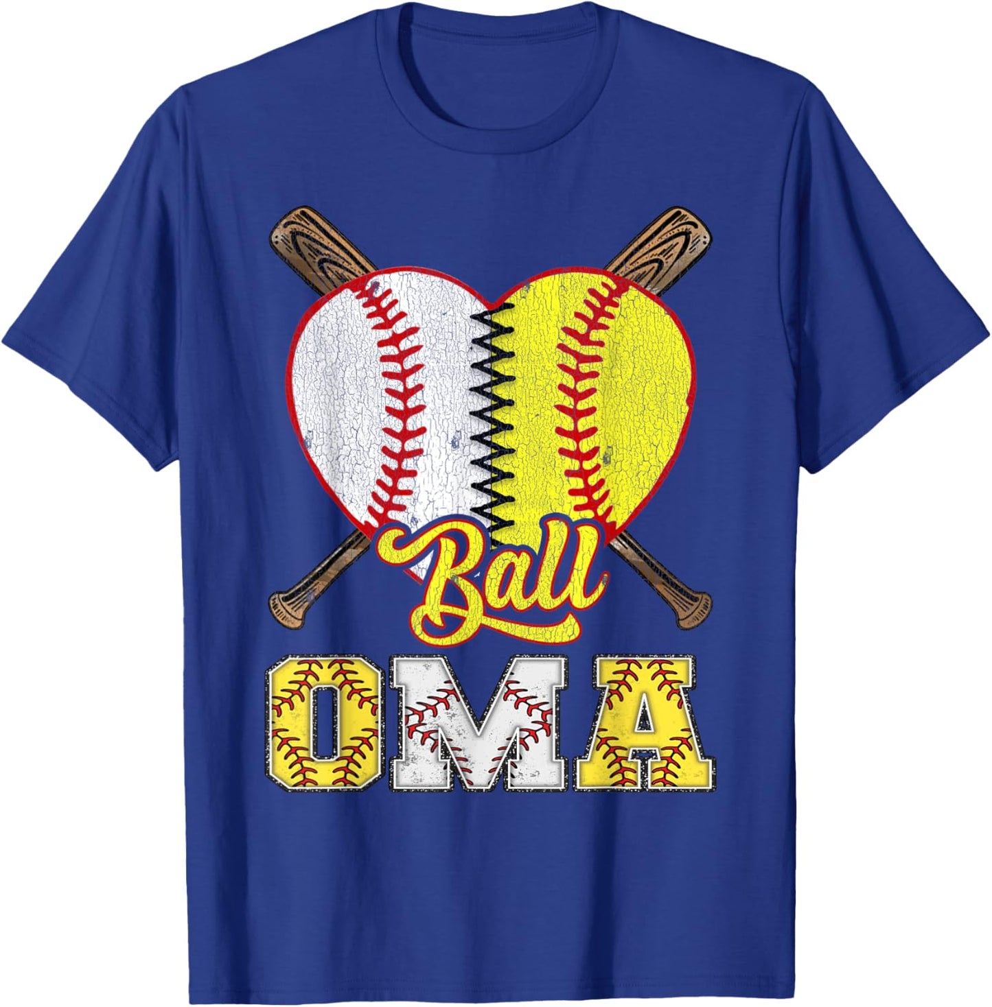 Oma Of Both Ball Oma Half Baseball Softball T-Shirt - T-Shirt | Royal