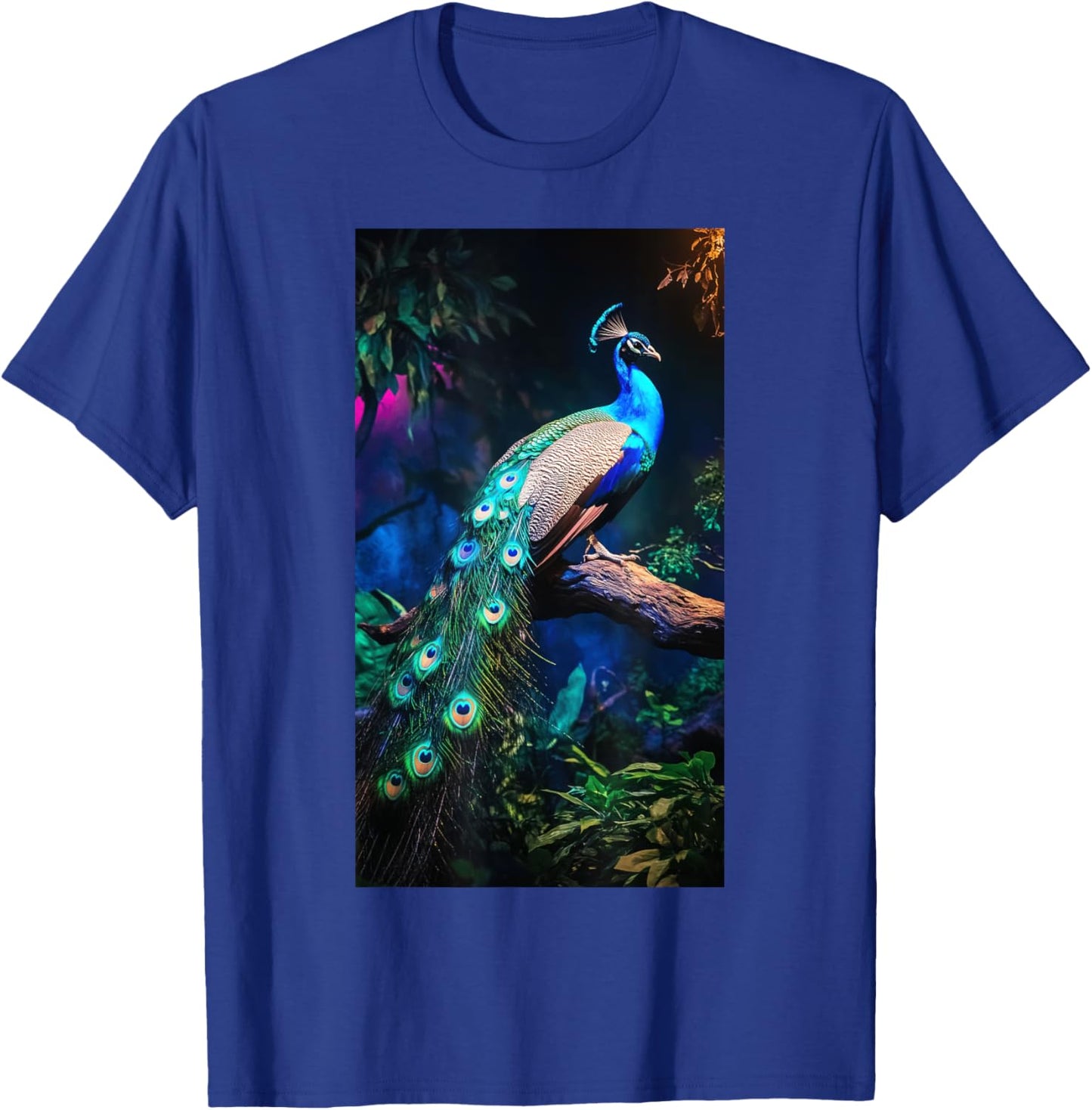 Peacock Branch Colorful Wildlife Nature lover T-Shirt - T-Shirt | Royal