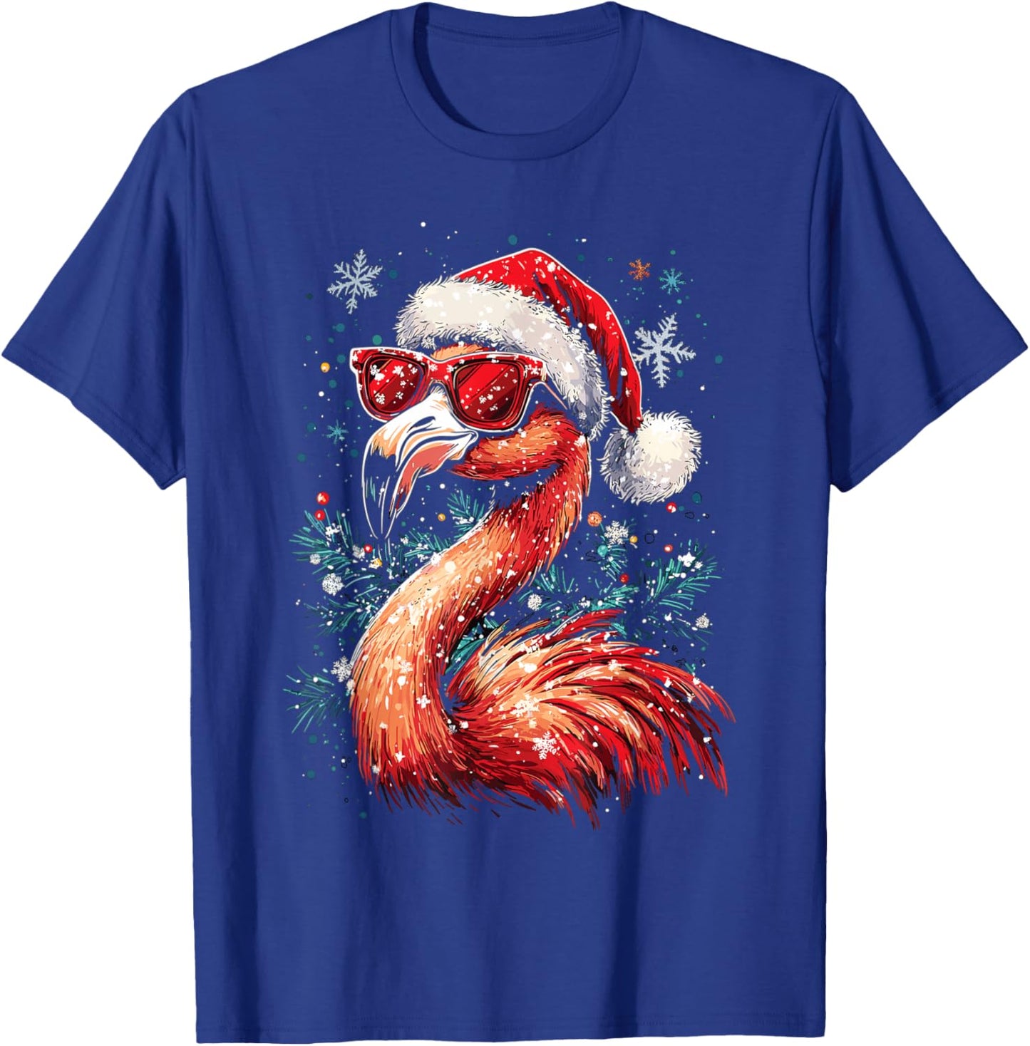 Festive Tropical Flamingo Christmas T-Shirt - T-Shirt | Royal