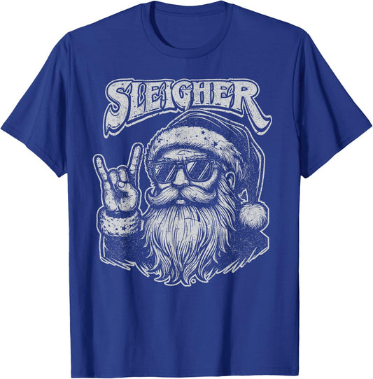 Christmas Sleigher Santa Rock Xmas Rocker Men Women Kids Boy T-Shirt - T-Shirt | Royal
