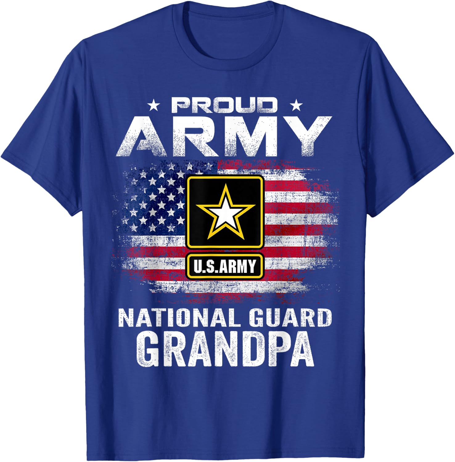 Proud Army National Guard Grandpa with American Flag Gift T-Shirt - T-Shirt | Royal