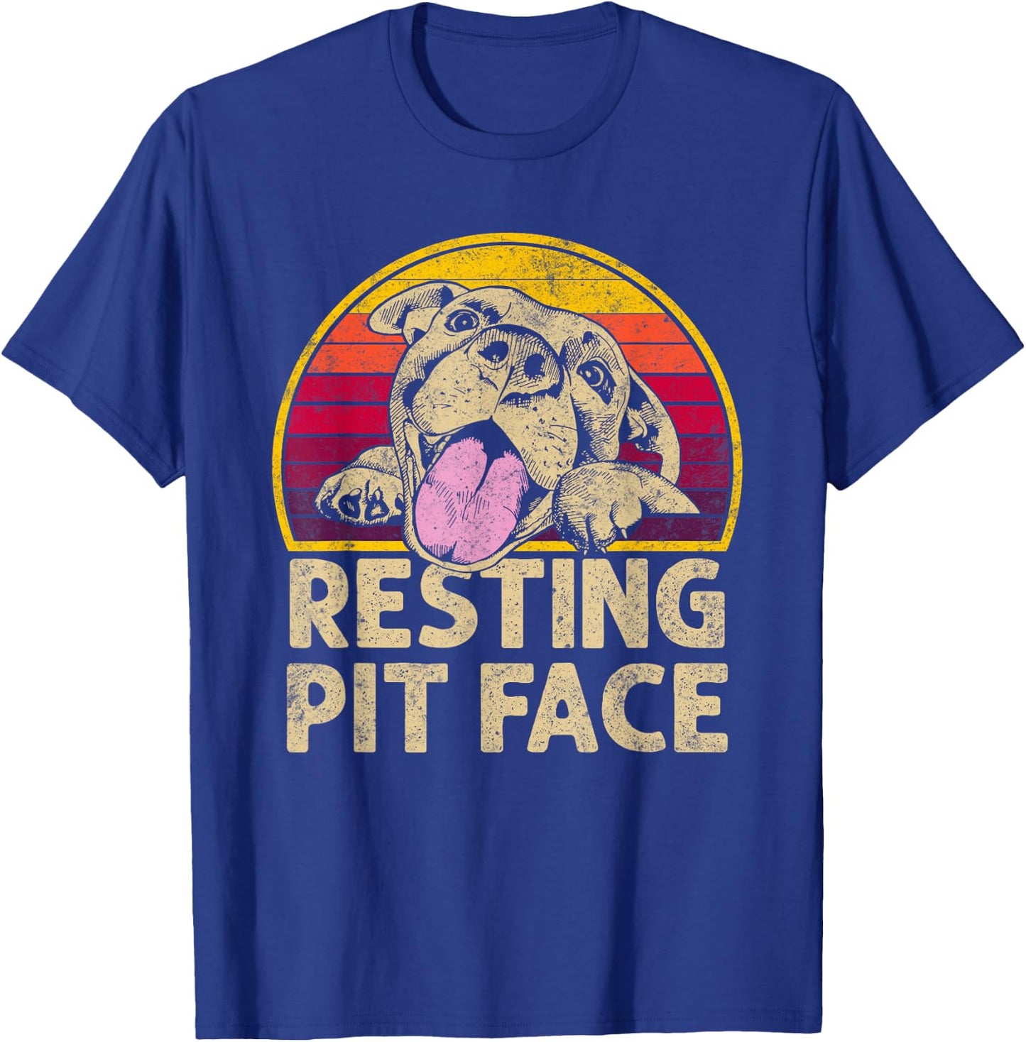 Dog Pitbull Resting Pit Face Funny Gift Pitbull Lovers Men Women T-Shirt - T-Shirt | Royal