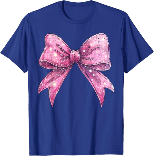 Cute Pink Bow Coquette Aesthetic Bow Print Bow T-Shirt - T-Shirt | Royal