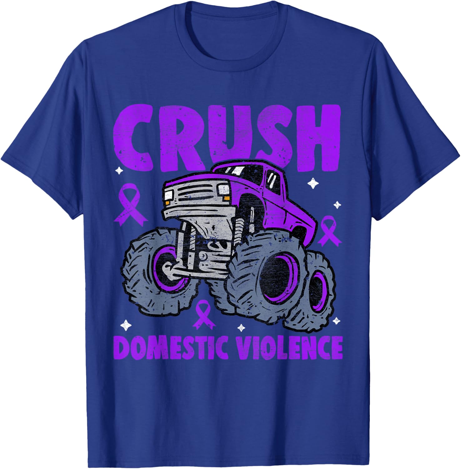 Crush Domestic Violence Awareness Monster Truck Purple Kids T-Shirt - T-Shirt | Royal