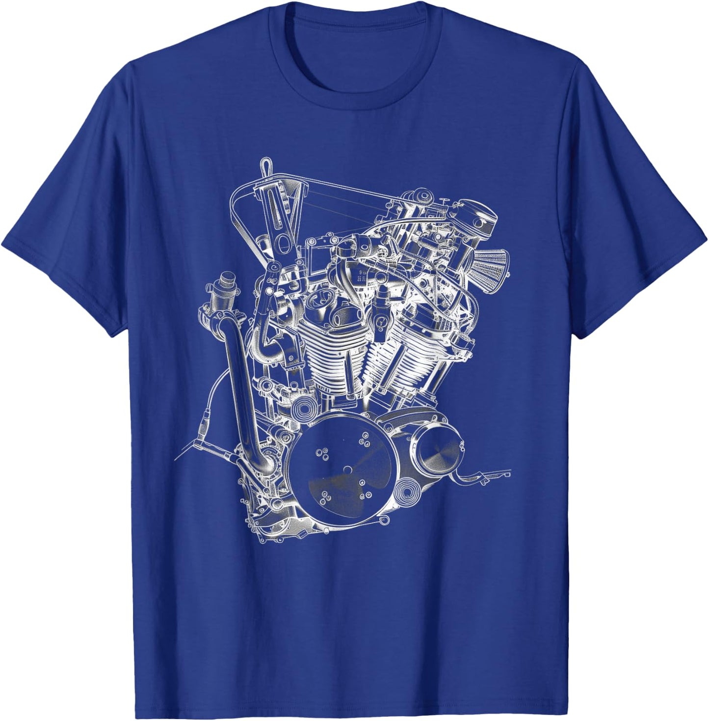 Vintage Motorcycle Engine Blueprint Diagram – Men's Graphic T-Shirt - T-Shirt | Royal