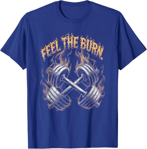 Feel the Burn - Gym Art Dumbbells Design T-Shirt - T-Shirt | Royal