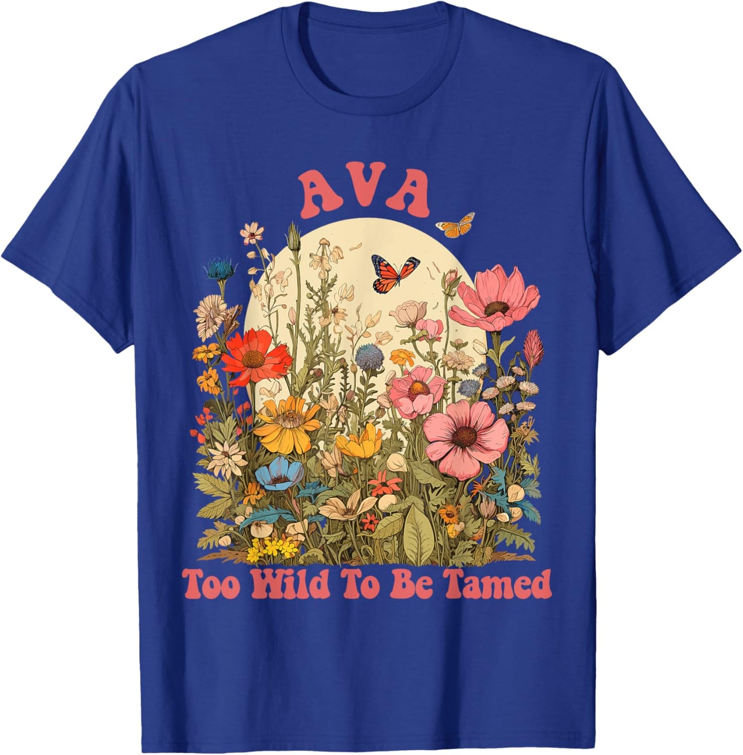 AVA Name Cute Retro Girls Wildflower AVA Name T-Shirt - T-Shirt | Royal