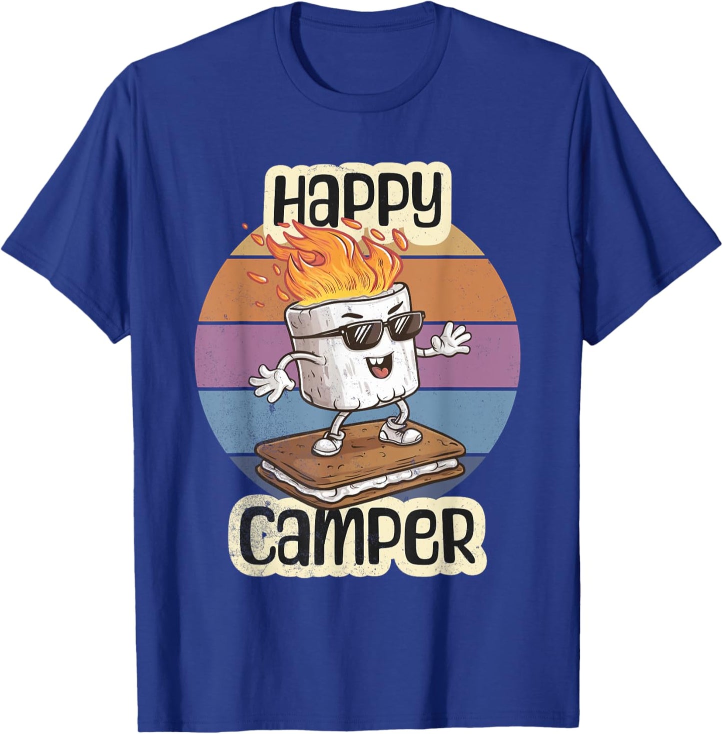 Happy Marshmallow Camper Cute Girls Kids Camp Camping Smores T-Shirt - T-Shirt | Royal