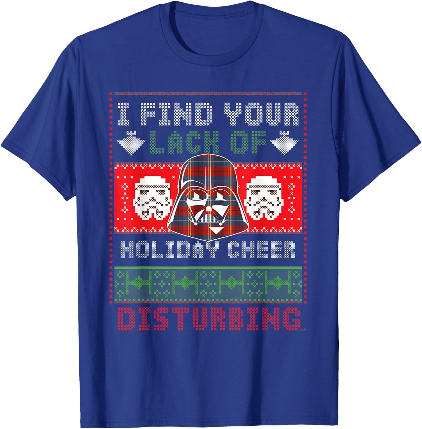 Star Wars Darth Vader Ugly Christmas Sweater T-Shirt - T-Shirt | Royal