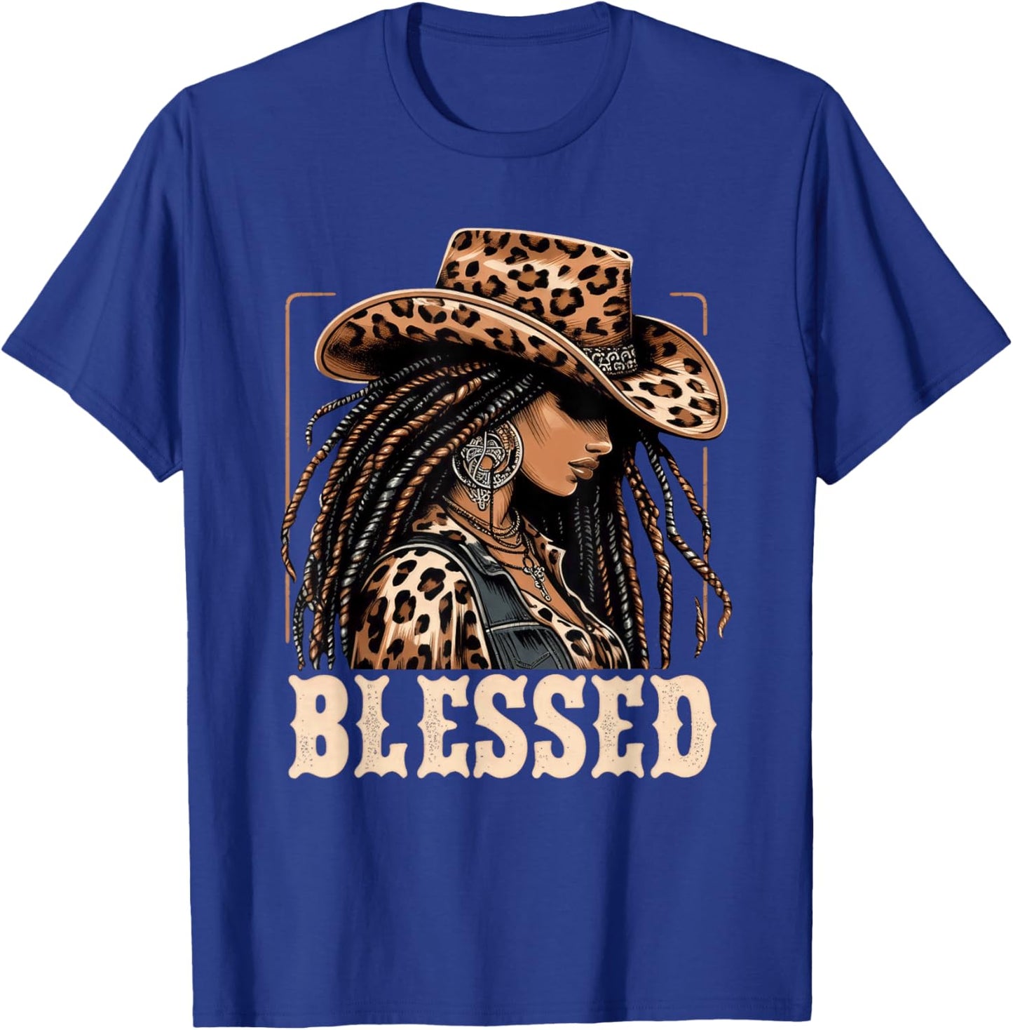 Retro Black Western Cowgirl Vintage African Christian Woman T-Shirt - T-Shirt | Royal