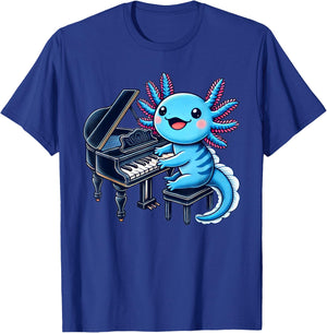 Axolotl Playing Piano Axolotls Musician Music T-Shirt - T-Shirt | Royal