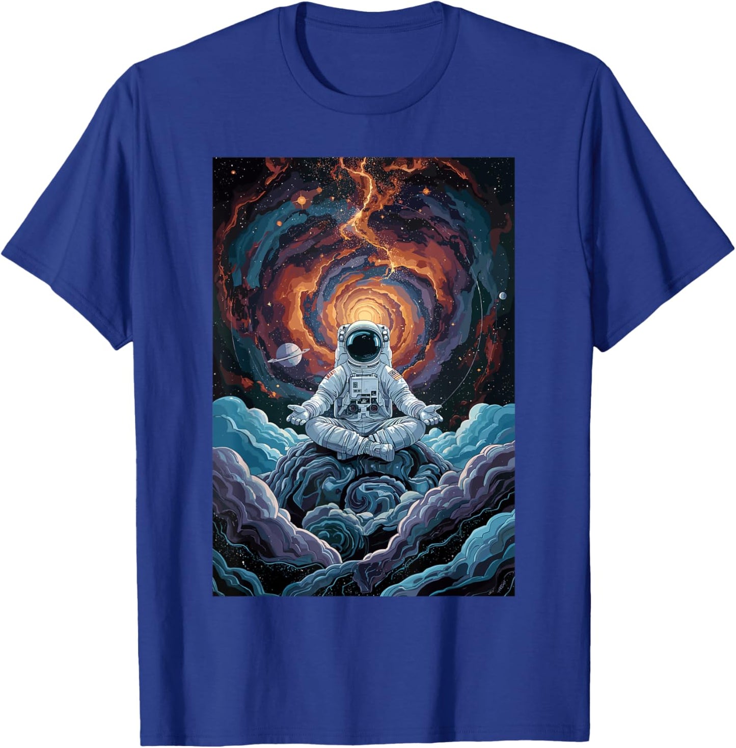 Astronaut Medite in Space Journey to Inner Cosmos Dream T-Shirt - T-Shirt | Royal