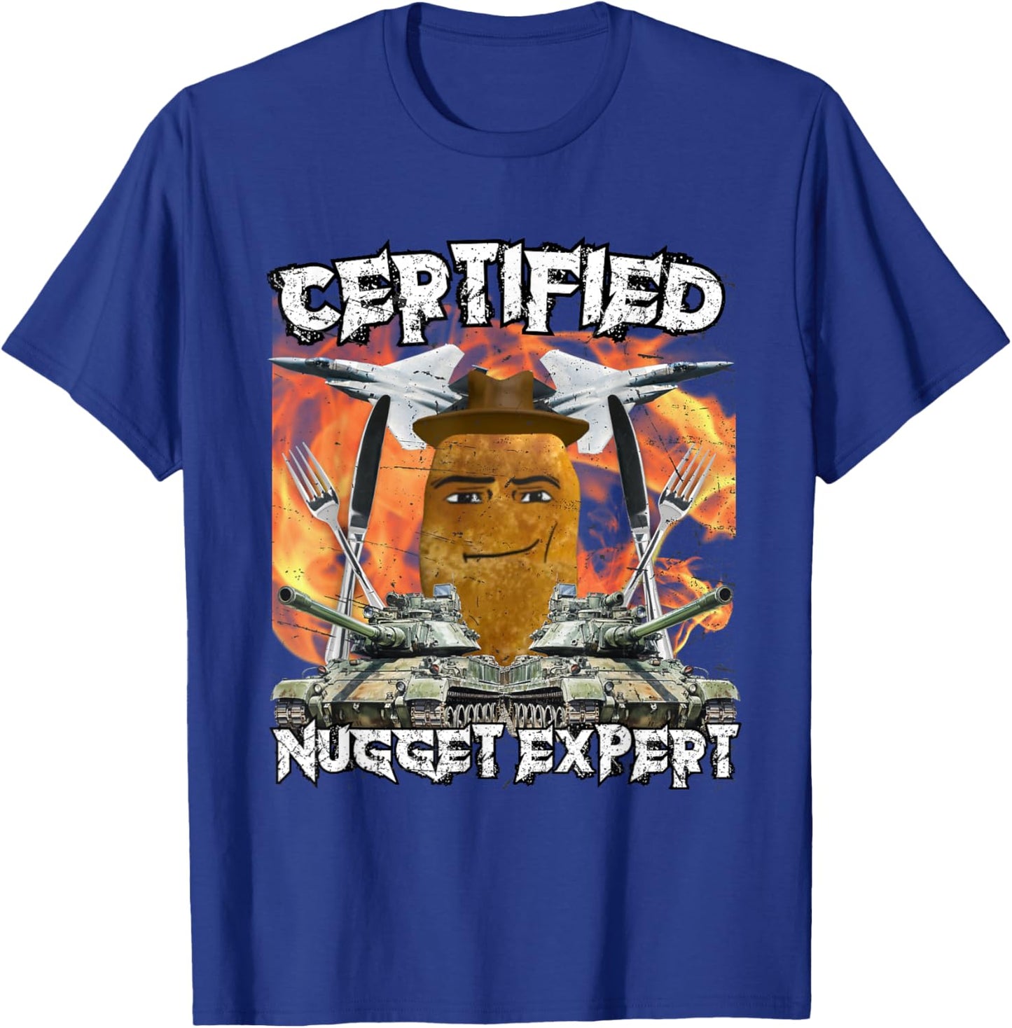 Cowboy-Meme mit Chicken Nugget Man Face T-Shirt - T-Shirt | Royal