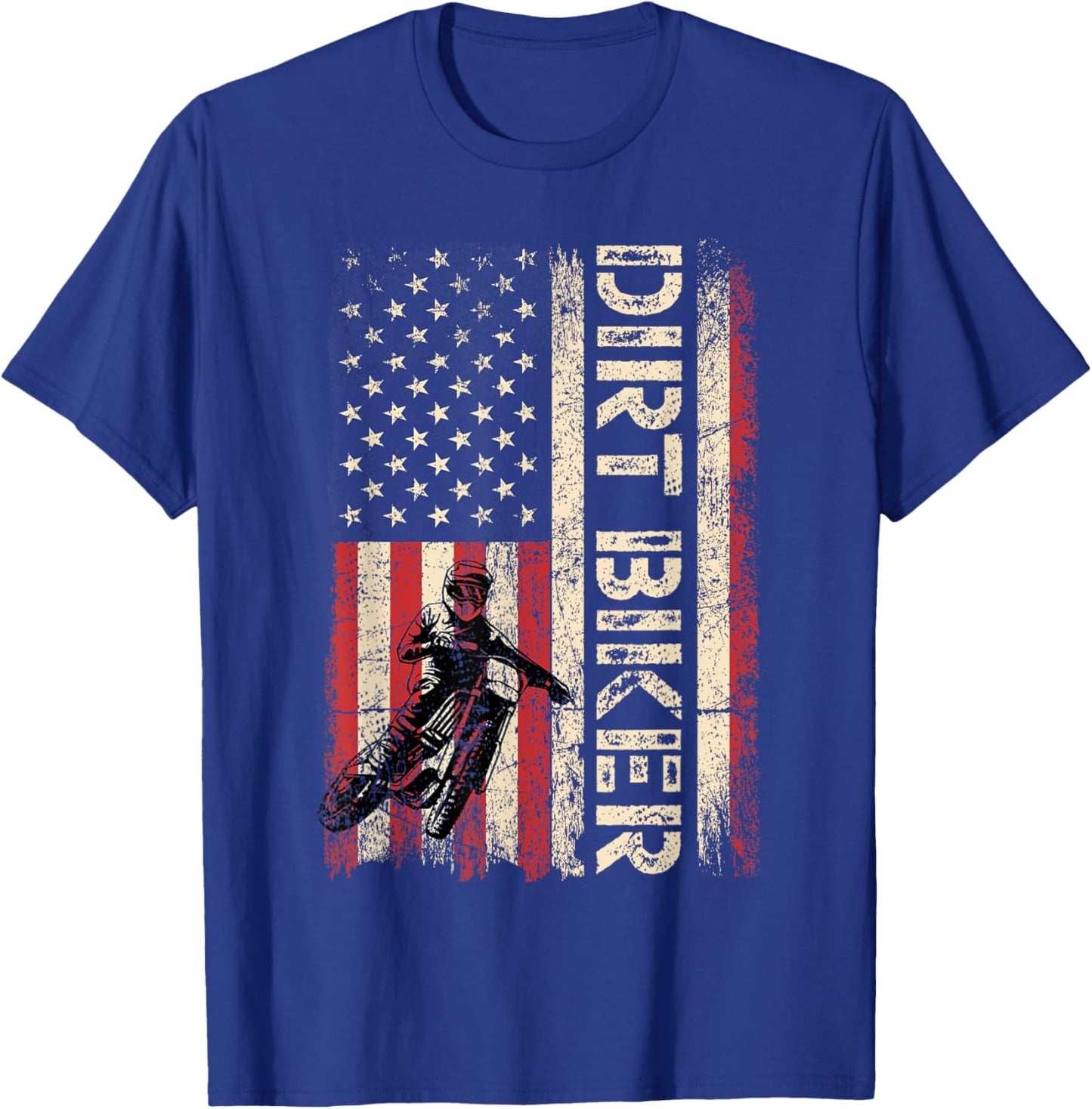 Dirt Bike American USA Flag Motocross Biker 4th of July Men T-Shirt - T-Shirt | Royal