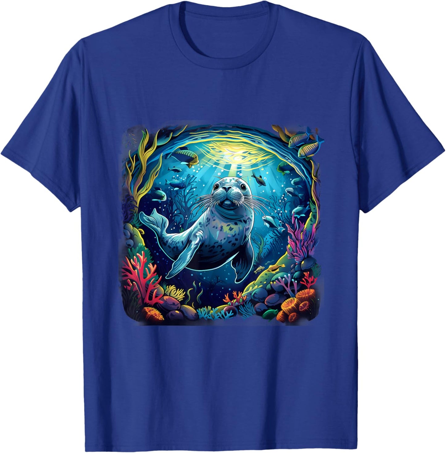 Seal Marine Mammal Ocean Sea Animal Artwork Sea Ocean Seal T-Shirt - T-Shirt | Royal