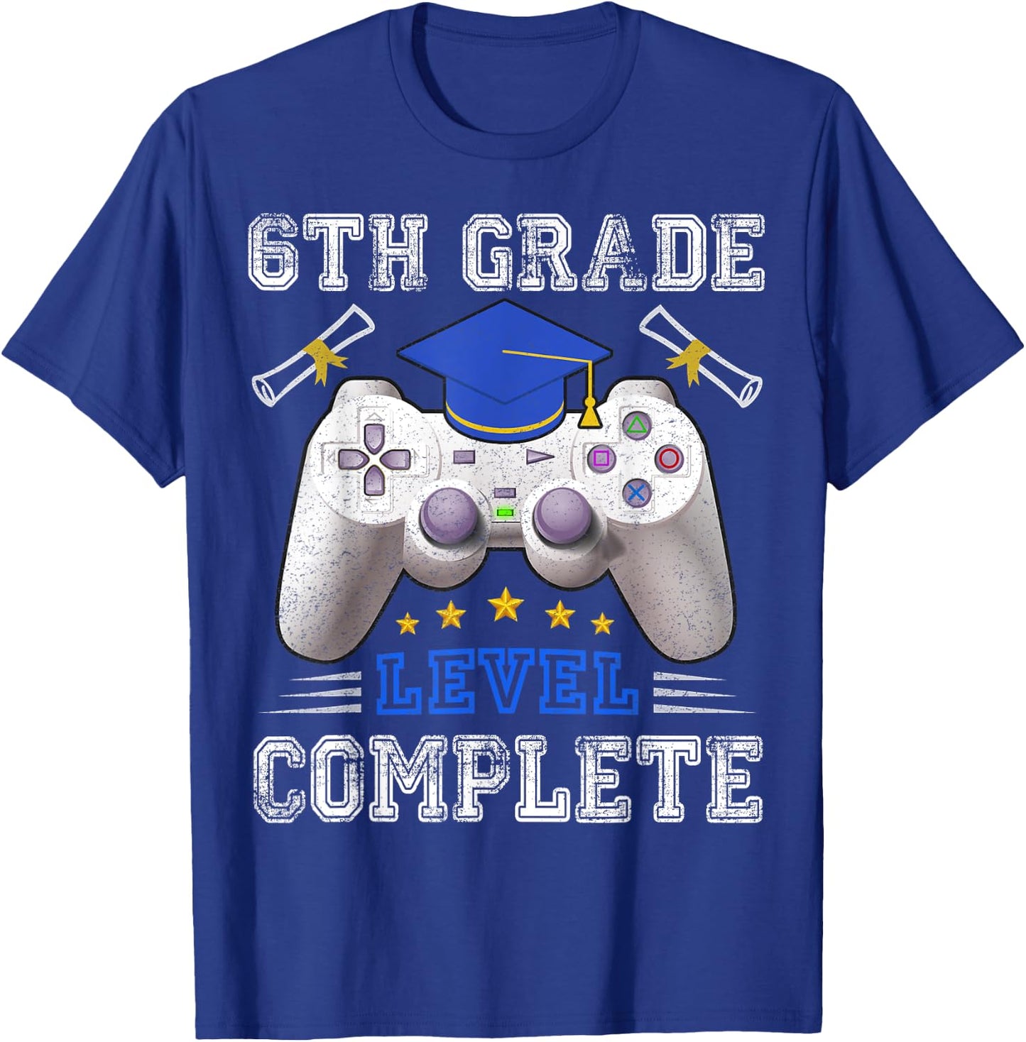 6th Grade Level Complete Gamer Class Of 2025 Graduation T-Shirt - T-Shirt | Royal