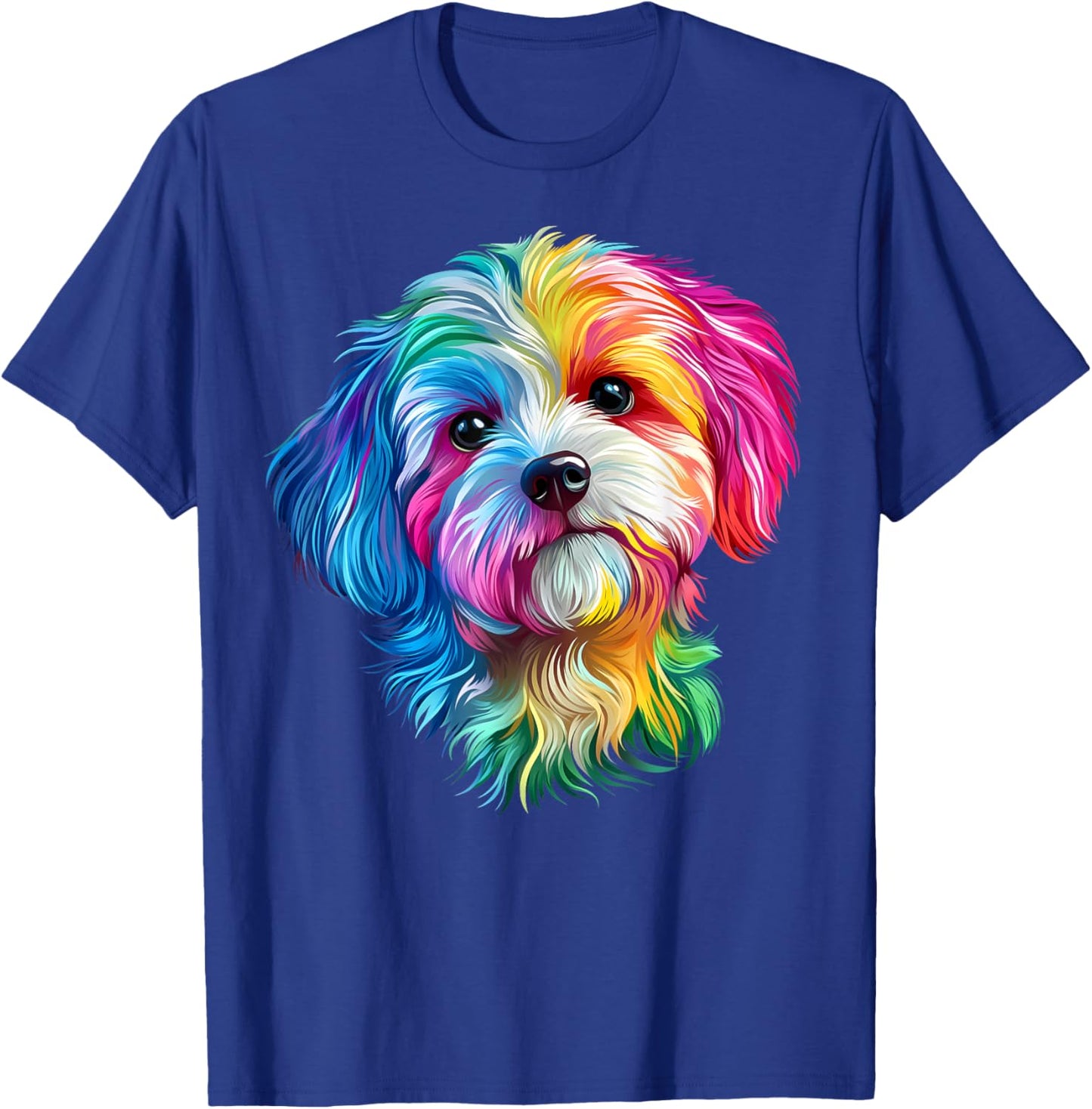 Colorful Coton de Tulear Face Cute Dog Lover Men Women Black T-Shirt - T-Shirt | Royal