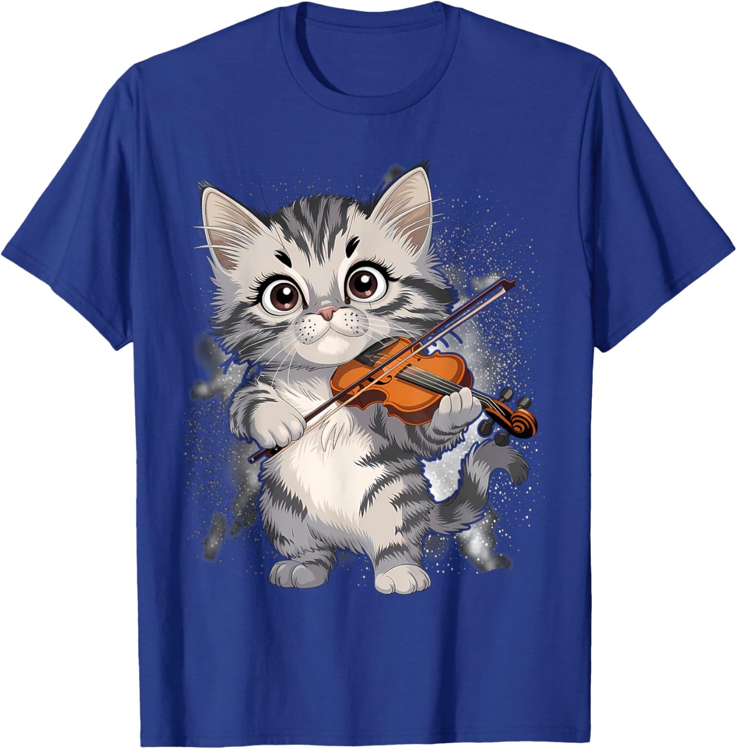 Funny Orchestra Musician Violinist Cute Cat Playing Violin T-Shirt - T-Shirt | Royal