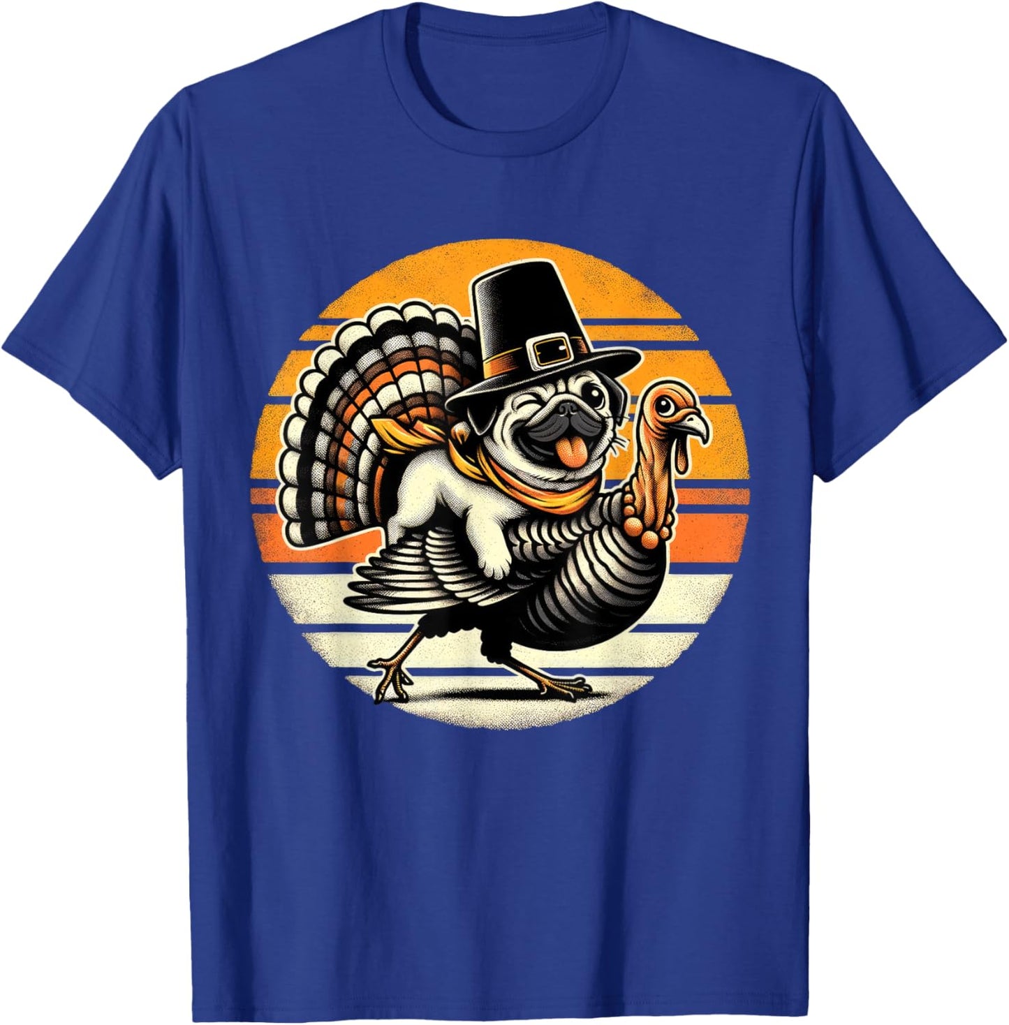 Thanksgiving Pug Pilgrim Gifts Men Pug Dog Lover T-Shirt - T-Shirt | Royal