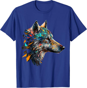 Wolf Colourful Animal Print Artwork Polygon Wolf T-Shirt - T-Shirt | Royal
