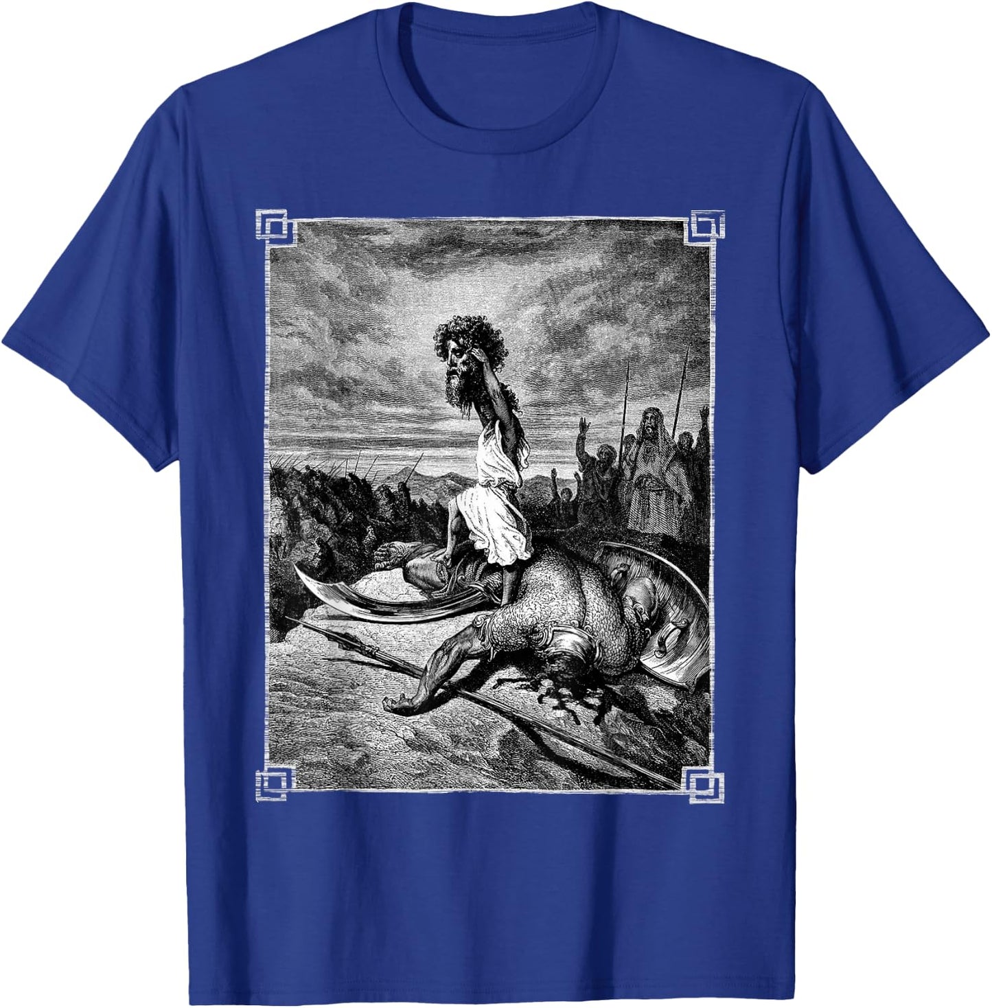 David slays Goliath Bible art Occult Gothic Medieval Grunge T-Shirt - T-Shirt | Royal