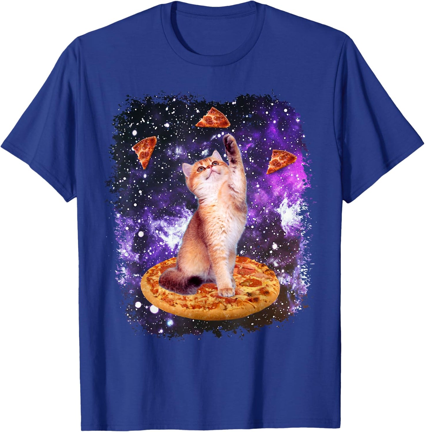 Space Cat Pizza Cat Galaxy Cute Kitty In Space Pizza Lovers T-Shirt - T-Shirt | Royal
